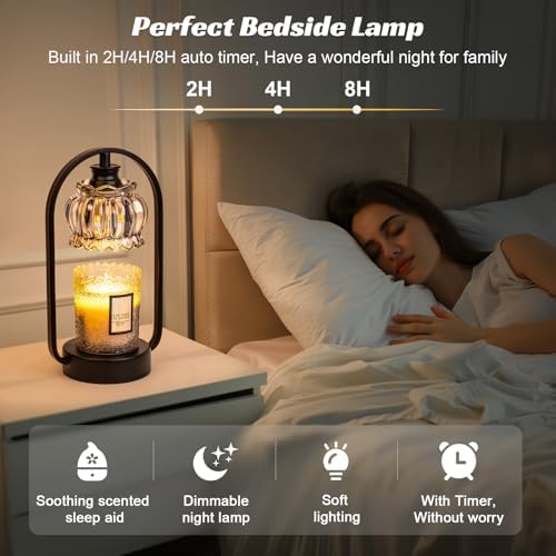 Candle Warmer Lamp, Clear Flower Shape Electric Light with Timer Dimmer - Image 5