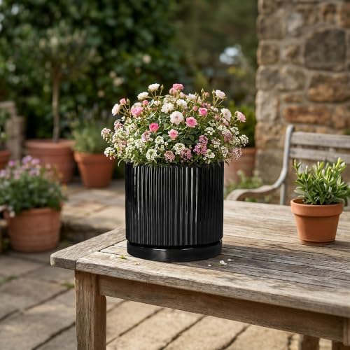 Ceramic Pots for Plants, 6 Inch Plant Pots with Saucer, Black - Image 6