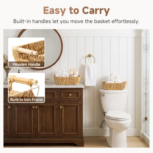 StorageWorks Small Storage Basket, Water Hyacinth Woven Basket for Gifts - Image 4