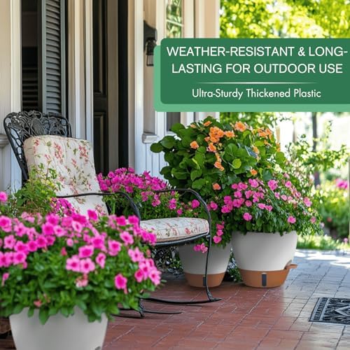 8/10/12 Inch Self Watering Pots for Indoor/Outdoor Plants with Drainage - Image 5