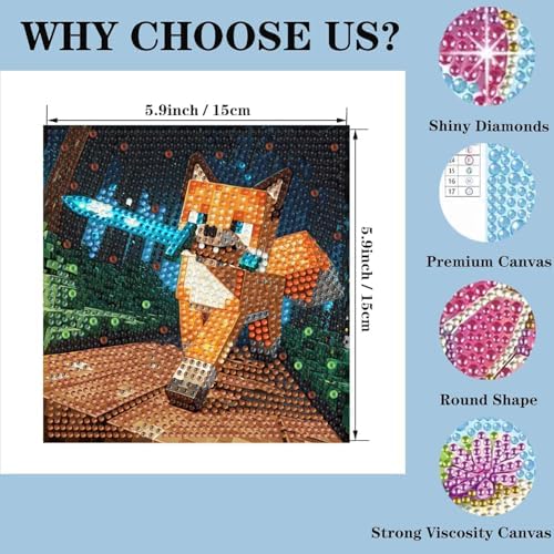 GQYCZZ 6 Pack Diamond Art Kits for Kids Aged 4-12, 6x6 in - Image 2