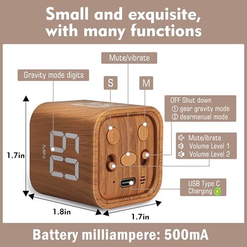 VEWINGL Productivity Cube Timer, Wood Grain Finish, 5/10/30/60 Min Presets - Image 5
