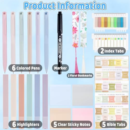 26Pcs Bible Study Supplies Journal Kit, Aesthetic Pastel Highlights Pens - Image 2