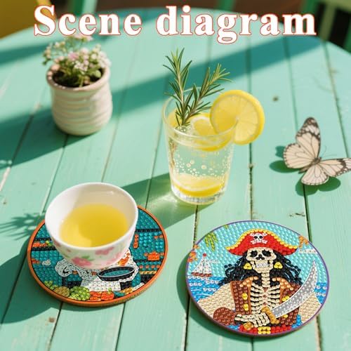 DOTSOPS 8 Pcs Skull Diamond Painting Coasters for Beginners with Holder - Image 5