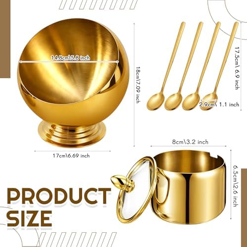 Gold Stainless Steel Coffee Bar Set include Coffee Pod Holder Bowl and Sugar Container 4 pcs Espresso Spoons Espresso Bar Station Organizer Accessories for Countertop Home - Image 2