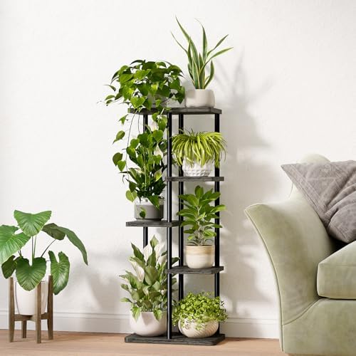 Bamworld Plant Stand 5 Tier Corner Metal Shelf Black - Image 3