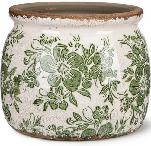Vintage Planter for Indoor Plants, Ceramic Pot with Drainage Hole by Unknown