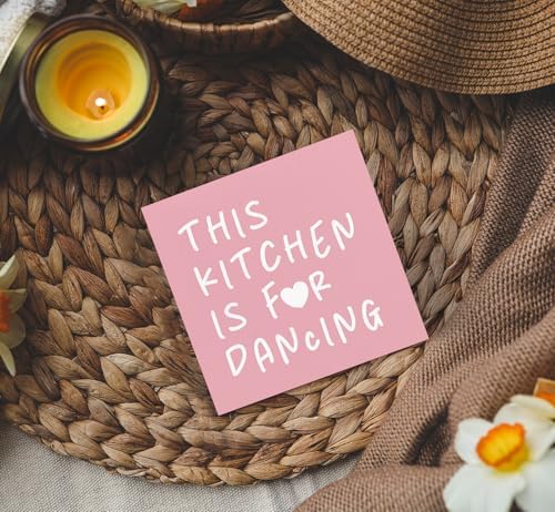 Pink Kitchen Accessories - This Kitchen Is For Dancing Sign Pink, Cute Preppy Wood Sign Home Decor For Girly Dining Room Restaurant - Image 4