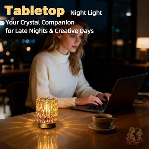 Battery Operated Table Lamp Timer, Small Cordless Lamps Decorative, Amber - Image 3
