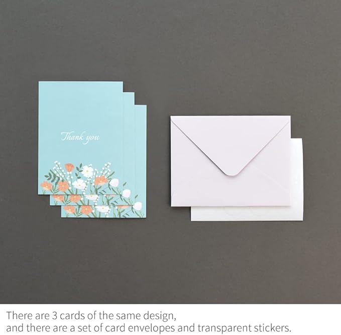 Monolike Day-by-day Card, Thank you-Blossom - Mix 36 Mini Single cards, 36 envelopes, 36 stickers Package