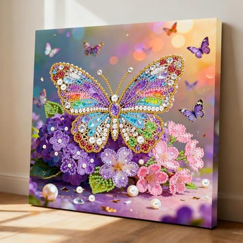 ARTopet DIY Pearl Painting Kit with Frame Gemstone Pearl Diamond Dots Beads Canvas Art Craft for Adult Beginners Display for Tabletop and Wall Mounting Home Decor-Butterfly - Image 4