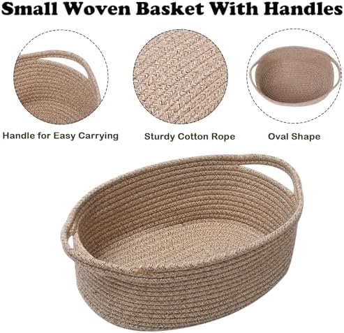 Woven Rope Basket,Baby Gift Basket with Bag & Ribbon, Mixed Brown - Image 3