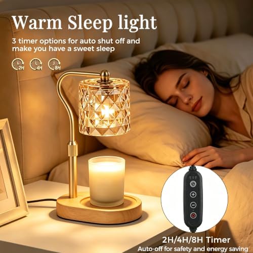 Candle Warmer Lamp with Timer Dimmable, Mother's Day/Birthday Gifts for Women Mom Her, House Warming Gifts New Home, Wax Melt Warmer Modern Farmhouse Decor for Yankee Candle (Diamond-Nature) - Image 3