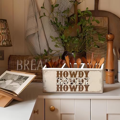 Western Pen Pencil Holder for Desk, Cowboy Gifts, Cowgirl Gifts for Women, Western Office Decor, Retro Country Howdy Southwestern Wooden Box Sign Decorations for Home Office Desk Tabletop - Image 6