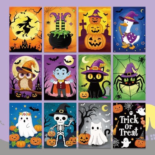 Louise Maelys 12 Pack Halloween Pre Drawn Canvas to Paint for Kids - Image 5