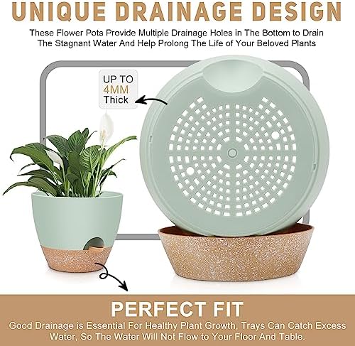 YNNICO 12" 10" 9" Large Self Watering Plant Pots for Indoor Outdoor Plants - Image 6
