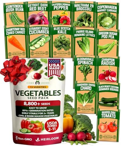 HOME GROWN 15 Variety Survival Seed Vault, 8,800+ Vegetable Seeds by HOMEGROWN