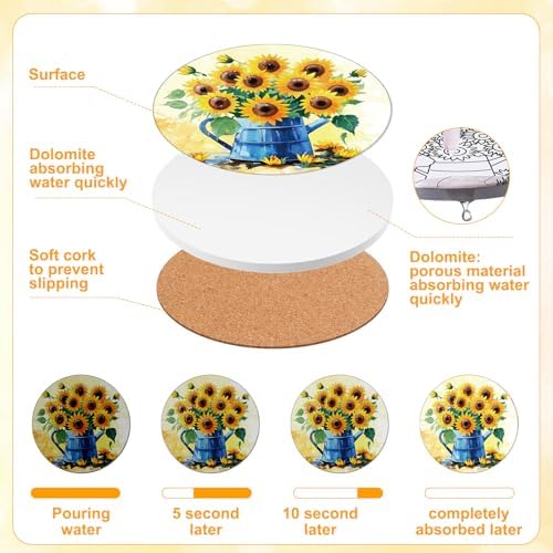 Potchen 12 Pcs Color Your Own Coaster DIY Kits,Sunflower - Image 3