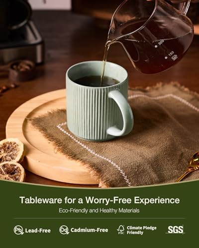 famiware Coffee Mug Set of 8, Star 12 oz Ceramic Mugs Cups Set with Handle - Image 2