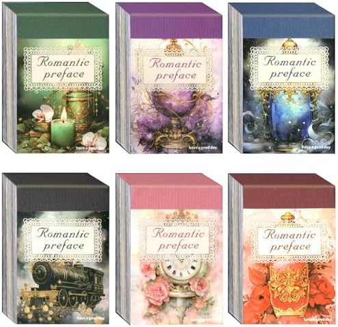Aromoty 6 Set 300 Pcs Vintage Washi Stickers Book Kit Junk Journal Supplies by Aromoty