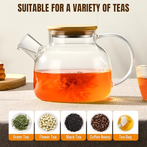 PARACITY Glass Tea Kettle Stovetop, Clear Glass Teapot with Infuser, 34oz - Image 5