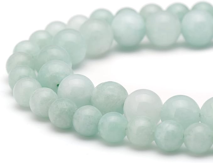 Youngbling Natural Gemstone Beads for Jewelry Making,6mm Burmese Jade Polished Round Smooth Stone Beads for Bracelet Necklace 15 Inch