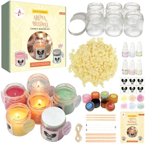 Kalakaram Aroma Beeswax Candle Making Kit, Pure & Natural Beeswax, 6 Decorative Jars, 6 Exotic Scents, Colors & More - Perfect for Home Decor & DIY Gifts - Beginner-Friendly Scented Candles Craft Kit by KALAKARAM