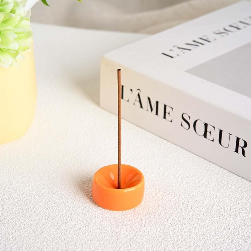 5Pcs Minimalist Round Ceramic Stick Incense Holders, Modern Simple Static Aroma Trays, Calming Zen Ornaments for Yoga, Spa, Bedroom, Living Room & Office Flat Surface Displays - Image 2