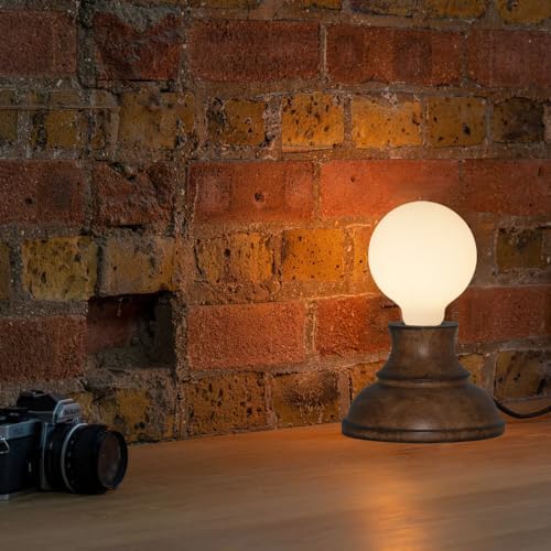 LUXON 5.9"Solid Wood Table Lamp with G30 8W Opal Glass Bulb,Minimalist,Warm by LUXON