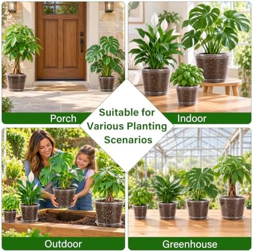 Bluepro Clear Nursery Pots with Saucers, 6/8/10/12 Inch, 20-Pack - Image 7