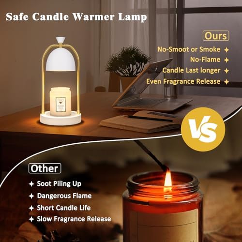 Hong-in White Candle Warmer Lamp with Timer-Unique Happy Birthday Gifts for Women and Men, Fun Gift Ideas for 30th, 40th, 50th and 60th Birthdays for Gold Home Decor - Image 3