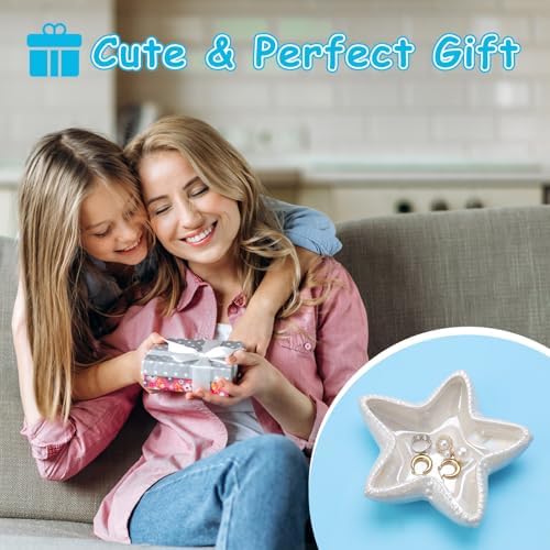 Jewelry Dish Tray For Coastal Beach Room Decor,Cute Ceramic Ring Holder Gift For Women Sister Mom Friend,Decorative Trinket Jewelry Organizer Tray For Rings Earrings Necklaces ets - Image 7