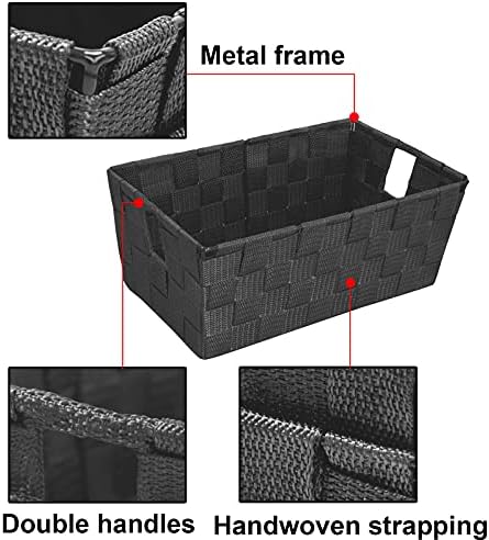 homyfort Woven Shelf Storage Tote Basket Bins Container, Storage Boxes Cube Organizer with Built-in Handles for Bedroom, Office, Closet, Clothes, Kids Room, Nursery 3pk(Grey) - Image 3