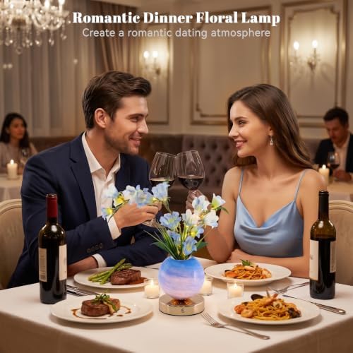 Blue Bellflower Flower Lamp, Rechargeable Cordless LED Floral Table Lamp - Image 4