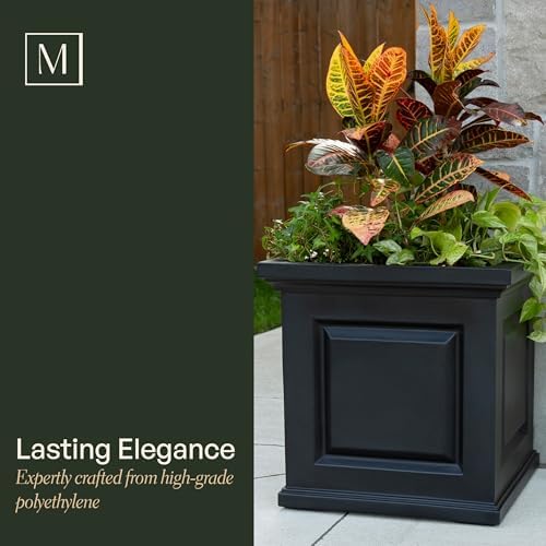 Mayne Nantucket 20in Self-Watering Square Planter, Black - Image 3