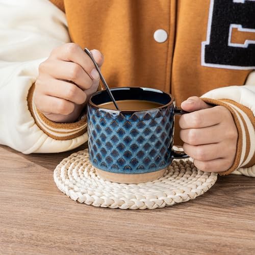 GBhome 15 OZ Stackable Coffee Mugs Set of 4, Ceramic Coffee Cups Set - Image 4