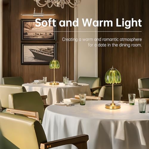 Shenmoyl Set of 2 Tulip Table Lamp with 5000mAh Battery & Touch Control, Cordless Table Lamp with 3 Colors, Dimmable Rechargeable Table Lamps for Bedroom, Living Room, Entryways (Green Tulip) - Image 4