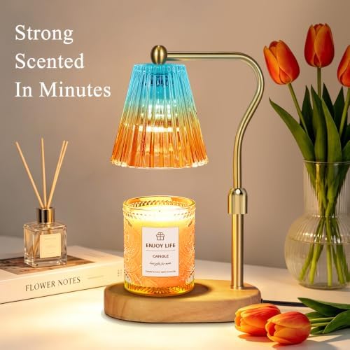 seenlast Blue Red Candle Warmer Lamp with Timer Dimmer Adjustable Height,Mothers Day Gifts,Electric Wax Warmer Vintage Home Decor for Scented Jar Candles,Birthday Gifts for Women - Image 2