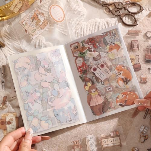 2 Sets 40 Sheets Stickers for Scrapbooking, Self-Adhesive Scrapbook Stickers Supplies Journal,Plants Flowers Vintage Aesthetic Sticker Art Diary Card Craft Gifts Notebook,Autumn&City - Image 4