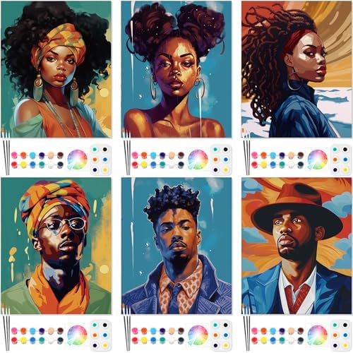 Dinifee 6 Pack Pre Drawn Canvas for Painting Pre Printed Canvas Kit 8 x 10 Inch Stretched Cotton Paint and Sip Set for Adults Couple Party Graduation Summer Date Night(Lover) by Dinifee