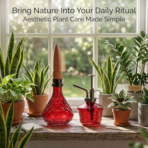 Topadorn Indoor Plant Care Kit, Glass Plant Mister & Self Watering Globe with Terracotta Spike, Plant Care Gift Set for Houseplants, Succulents & Plant Lovers - Image 7
