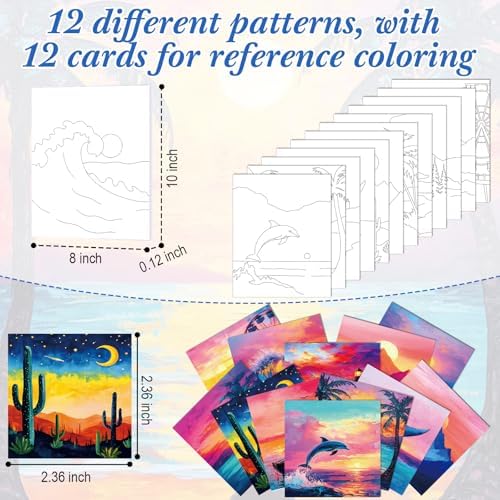 Sherr 12 Pcs Pre Drawn Canvas for Adults,Beautiful Scenery,8 x 10 Inch - Image 3