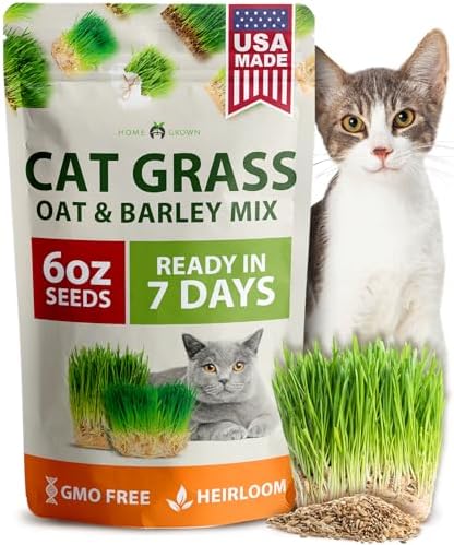 HOME GROWN Cat Grass Seeds 6 oz Heirloom Barley & Oat Mix by HOMEGROWN