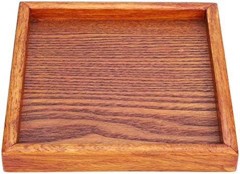 Wooden Serving Tray, Small Square Ottoman Table Tray Solid Wood Tea Coffee Snack Food Dinning Serving Tray Plate for Coffee Table, Breakfast, Dinner, Bar(12.5 * 12.5 * 2cm) by Tomotato