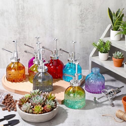Zopeal 8 Pcs Glass Plant Mister Spray Bottle 200ml Vintage Plant Spritzer Multicolor Succulent Watering Bottle Watering Can 6.4'' with Plastic Top Pumps for Indoor Outdoor Garden Plants (Silver) - Image 5