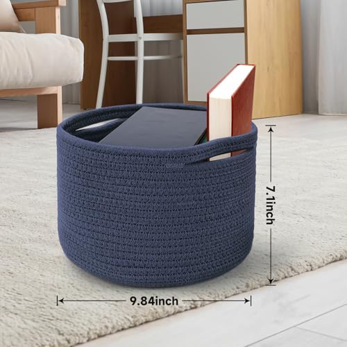 3 Pack Small Rope Storage Baskets, 9.82×9.82×7.1", Navy Blue - Image 2