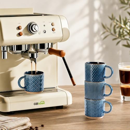 GBhome 12 OZ Stackable Coffee Mugs Set of 6, Ceramic Coffee Cups Set - Image 4