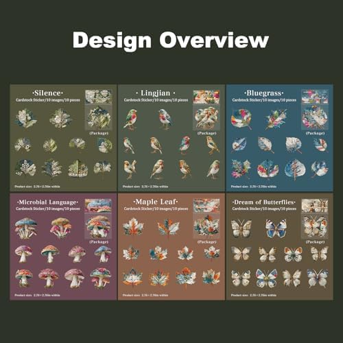 Retro Natural Collage Cardstock Sticker Pack – 60pcs Butterflies Birds Leaves Mushrooms DIY for Scrapbook Junk Journal Cardmaking Tags Collage & Item Decoration - Image 4