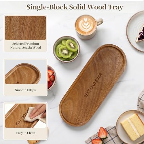 Small Wooden Tray | Acacia Wood Serving Tray for Father Vanity Tray for Men - Image 4