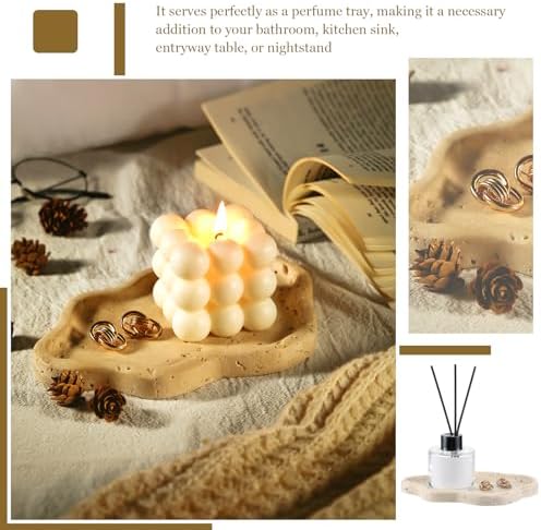 Briwooody Natural Travertine Jewelry Dish Tray Cloud Shape, Jewelry Trays 7.6 x 5.31 x 0.59 Inches Cloud Stone Trays Marble Dish Trinket Ring Key Salver Aesthetic Gift for Women Home Table Room Decor - Image 4